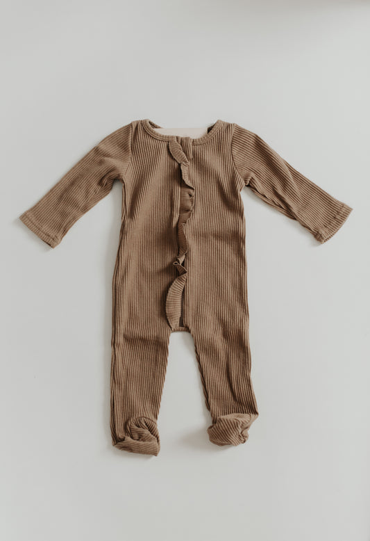 Ruffle Footie Pajama | Cappuccino