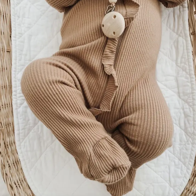 Ruffle Footie Pajama | Cappuccino