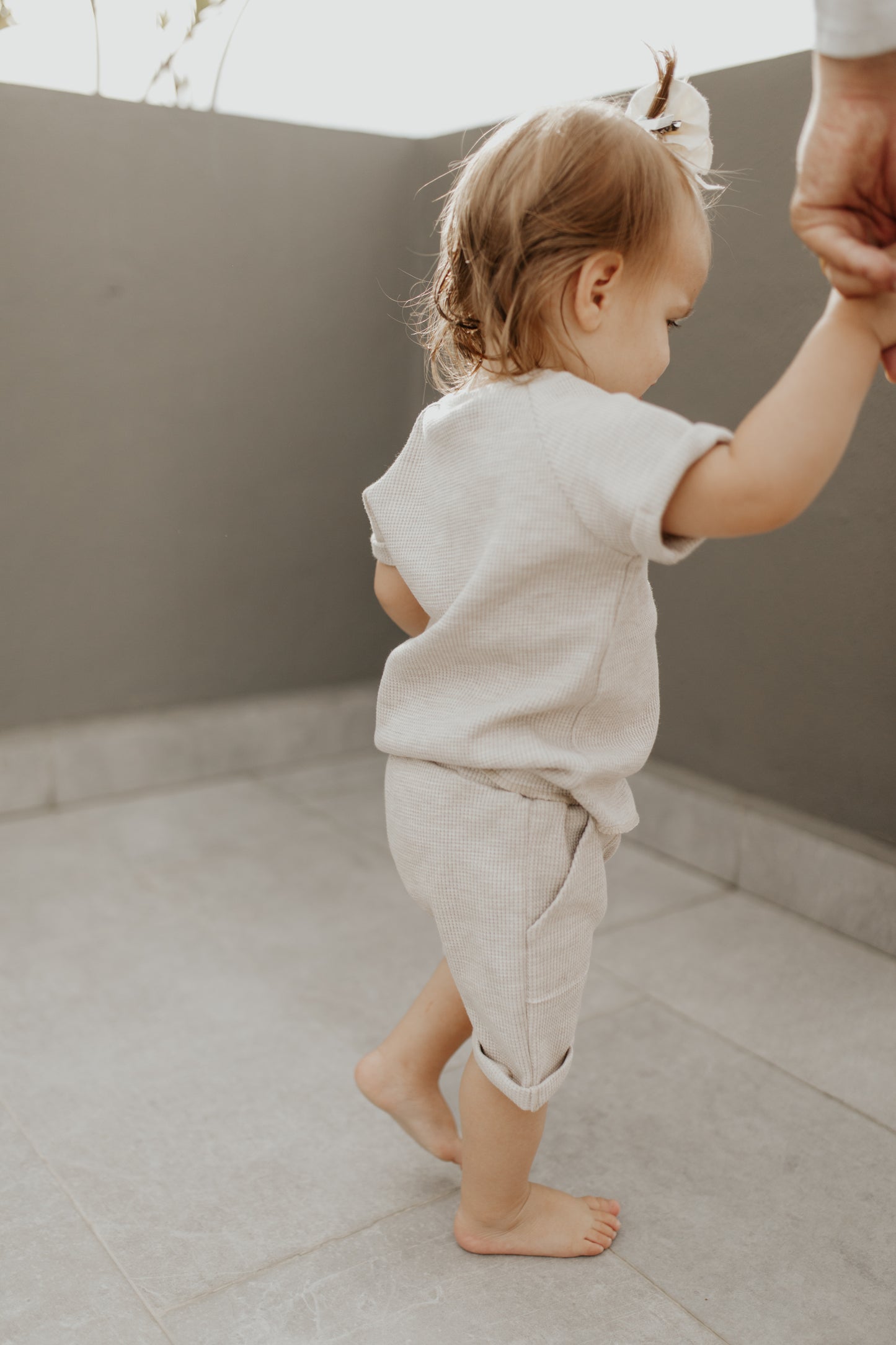 Waffle T-Shirt & Shorts Set | Oat