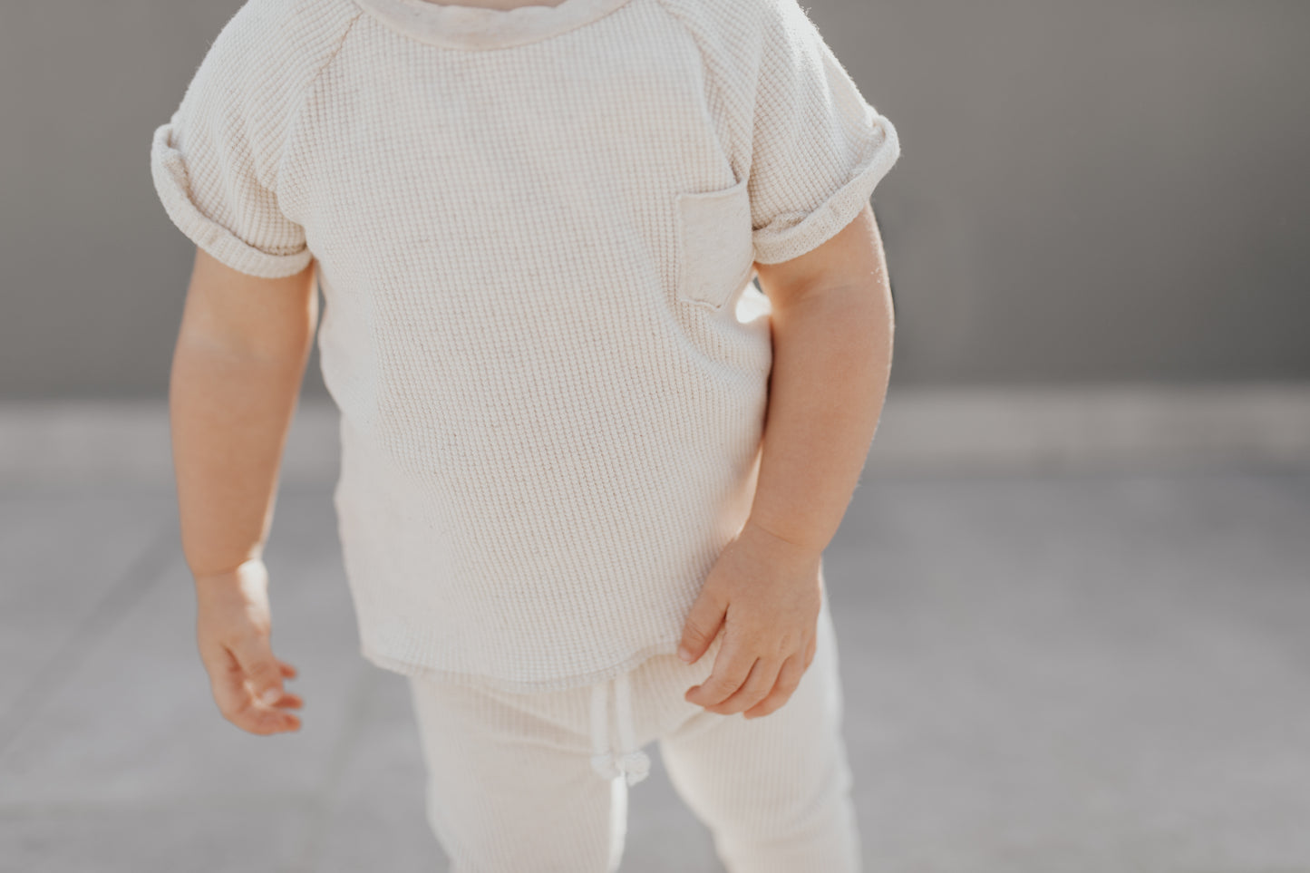 T-Shirt & Pants Set | Ivory Linen Waffle