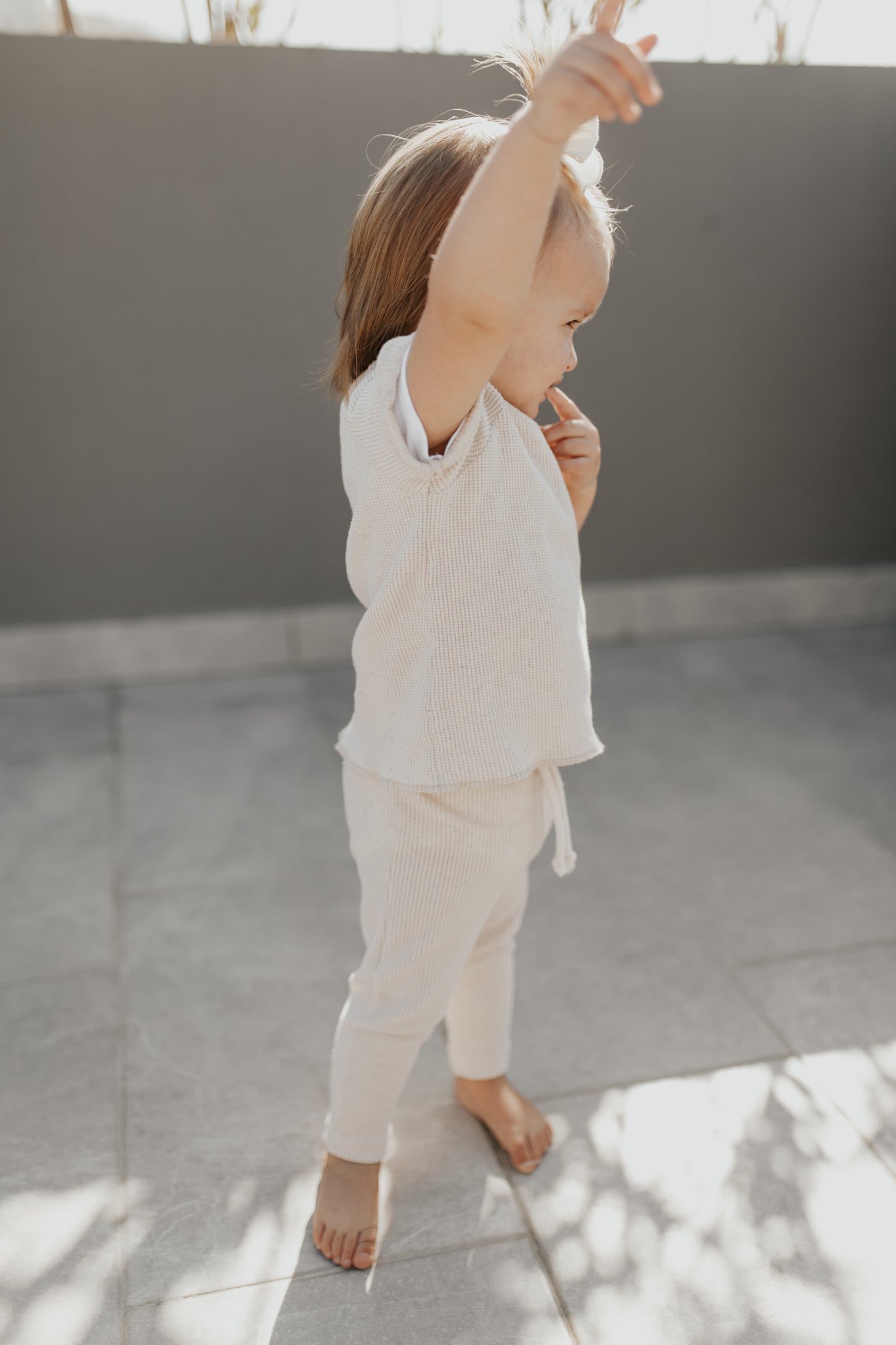 T-Shirt & Pants Set | Ivory Linen Waffle