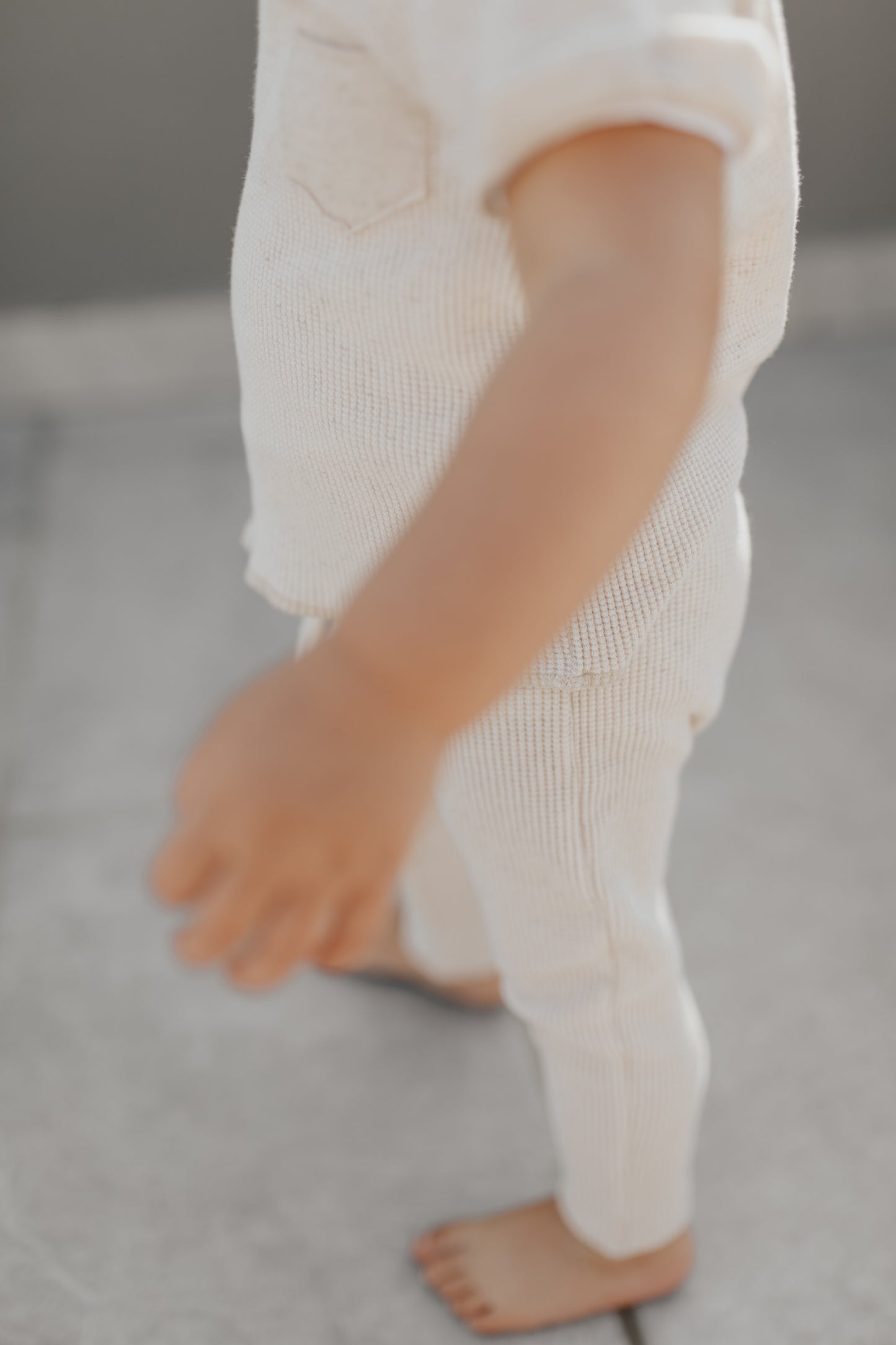 T-Shirt & Pants Set | Ivory Linen Waffle