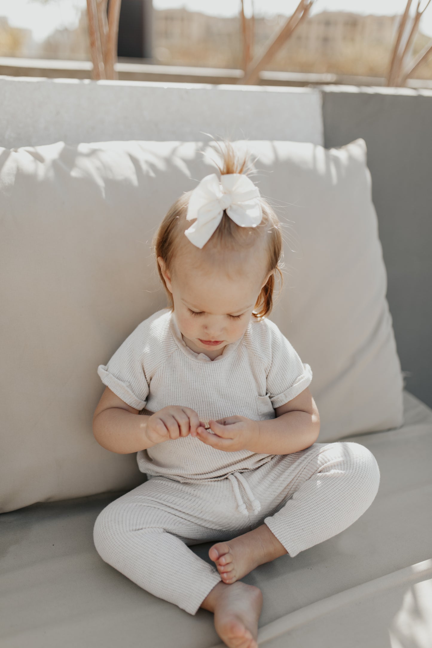 T-Shirt & Pants Set | Ivory Linen Waffle