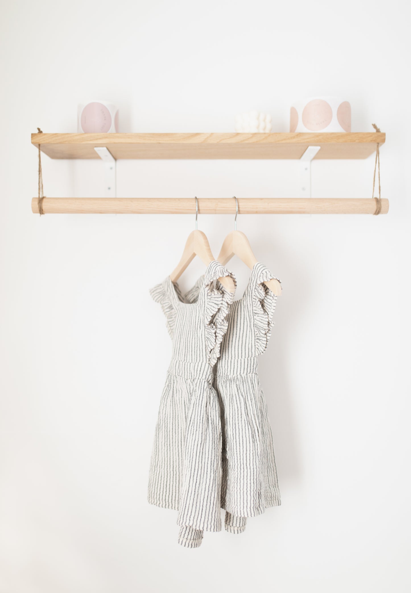 Ruffle Dress | Striped Gray & White