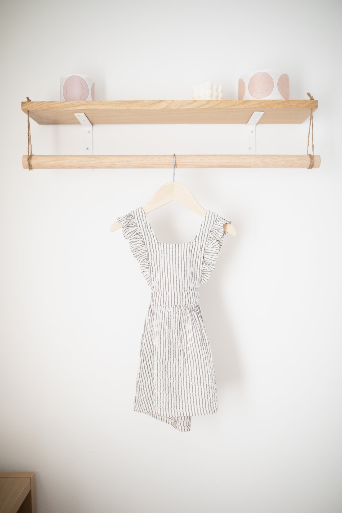 Ruffle Dress | Striped Gray & White