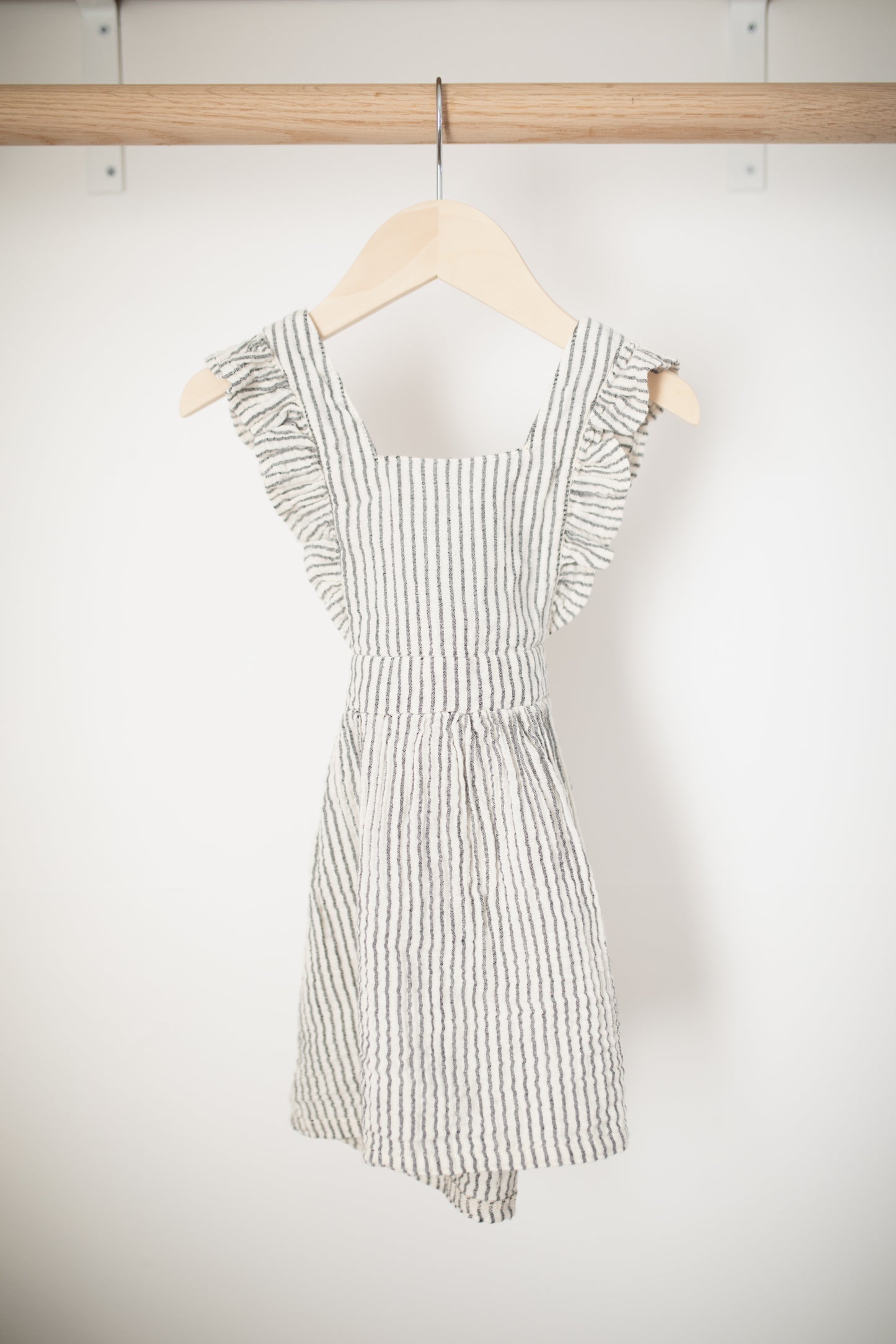 Ruffle Dress | Striped Gray & White