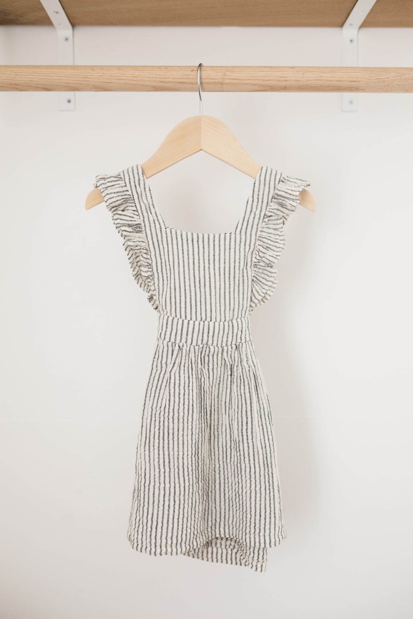Ruffle Dress | Striped Gray & White