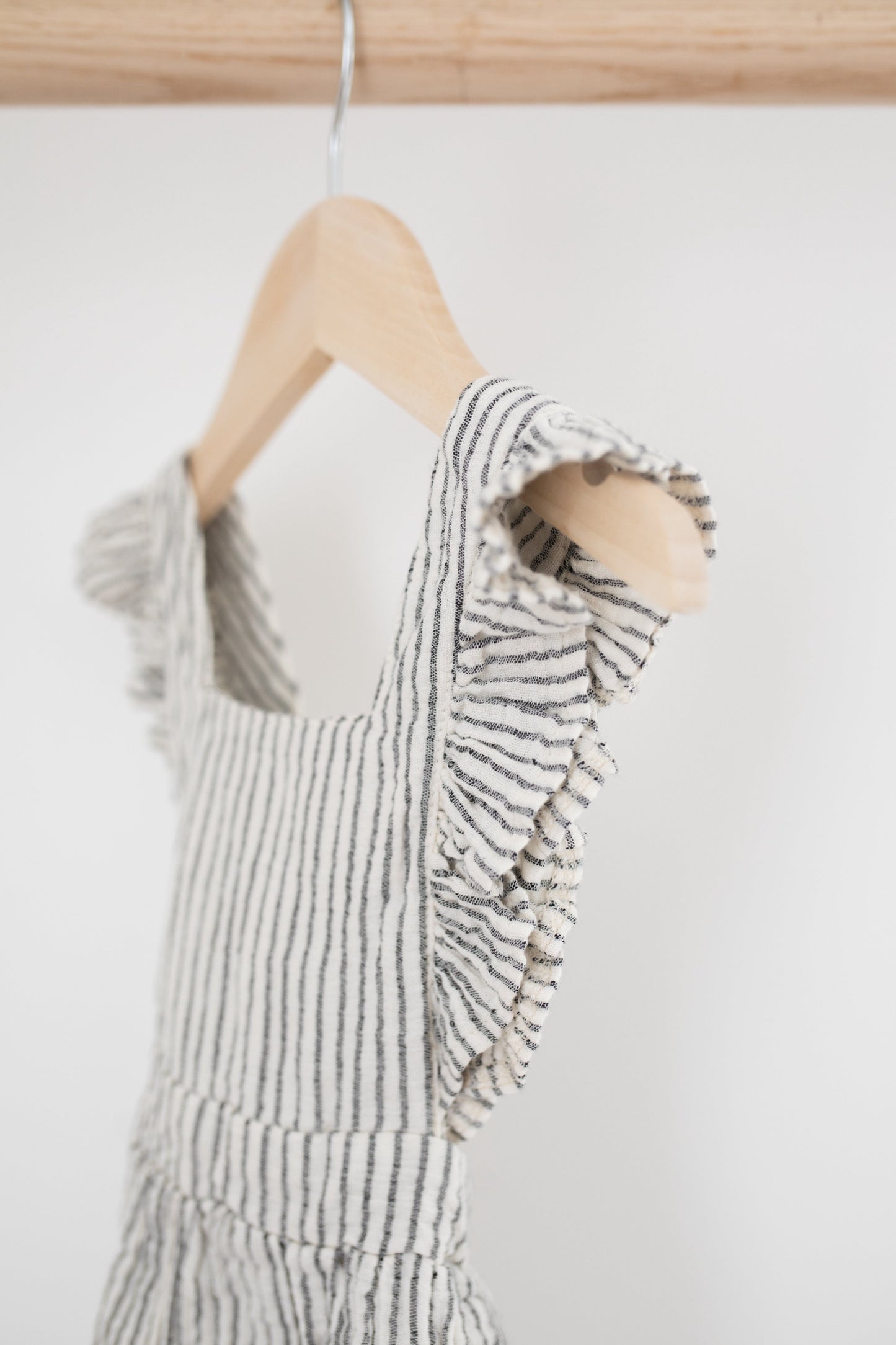 Ruffle Dress | Striped Gray & White