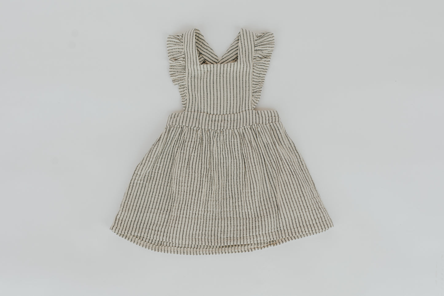 Ruffle Dress | Striped Gray & White