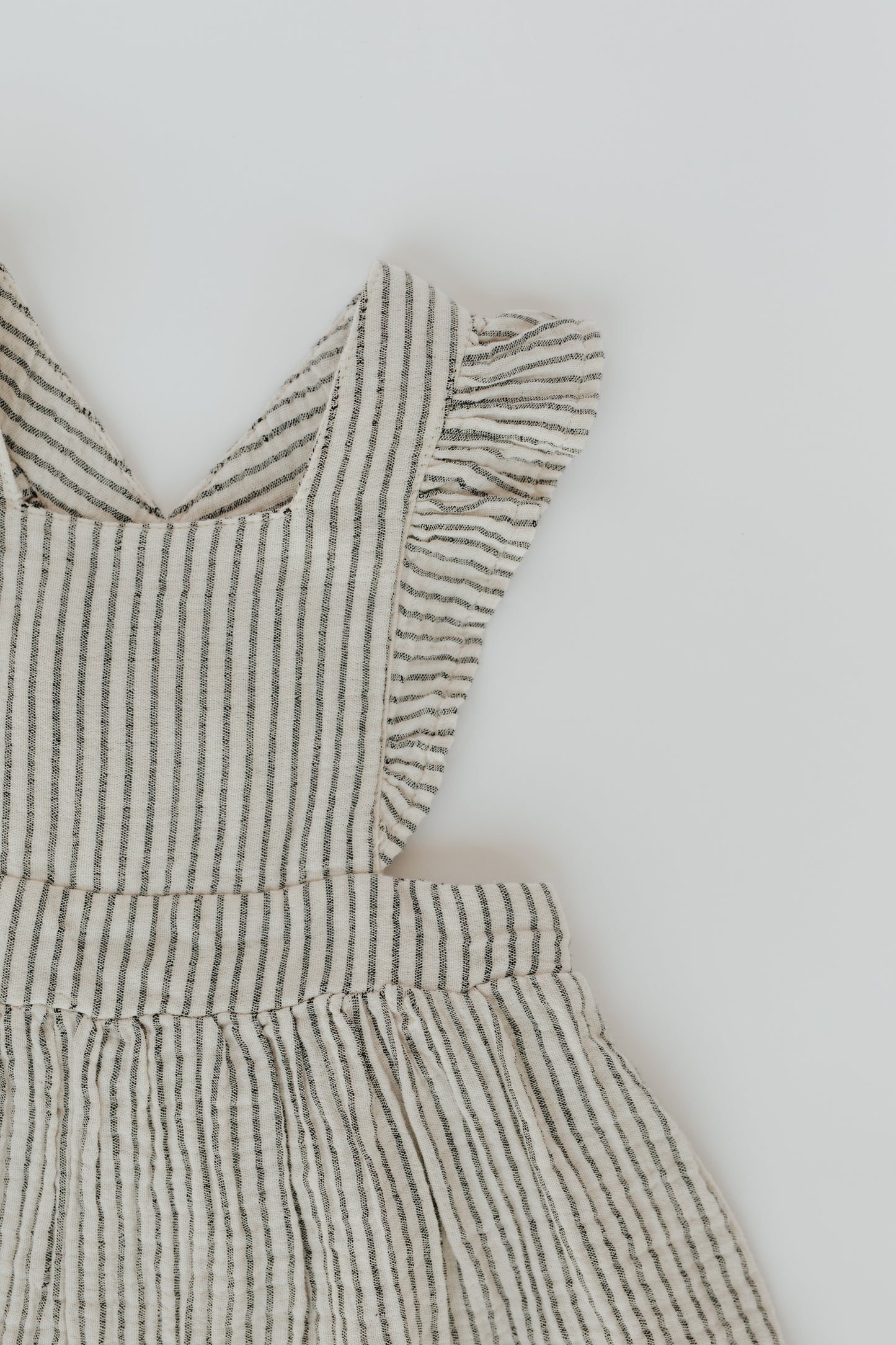 Ruffle Dress | Striped Gray & White