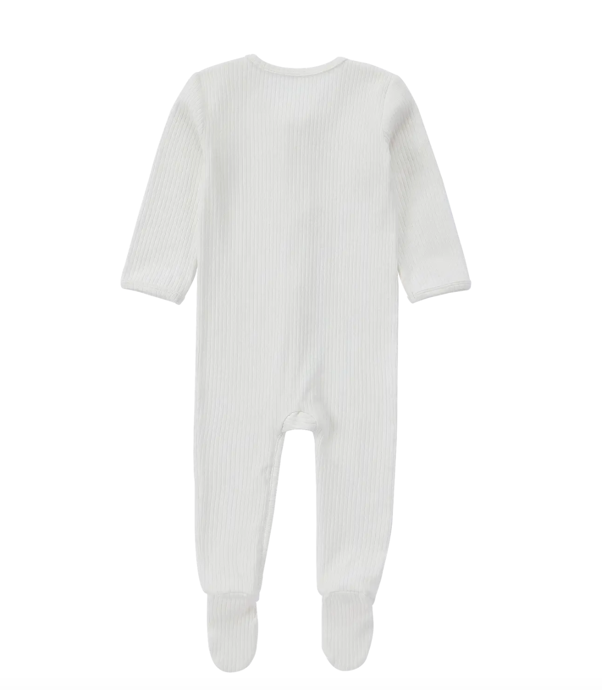 Organic Cotton Ribbed Zipper Footie Pajama | White