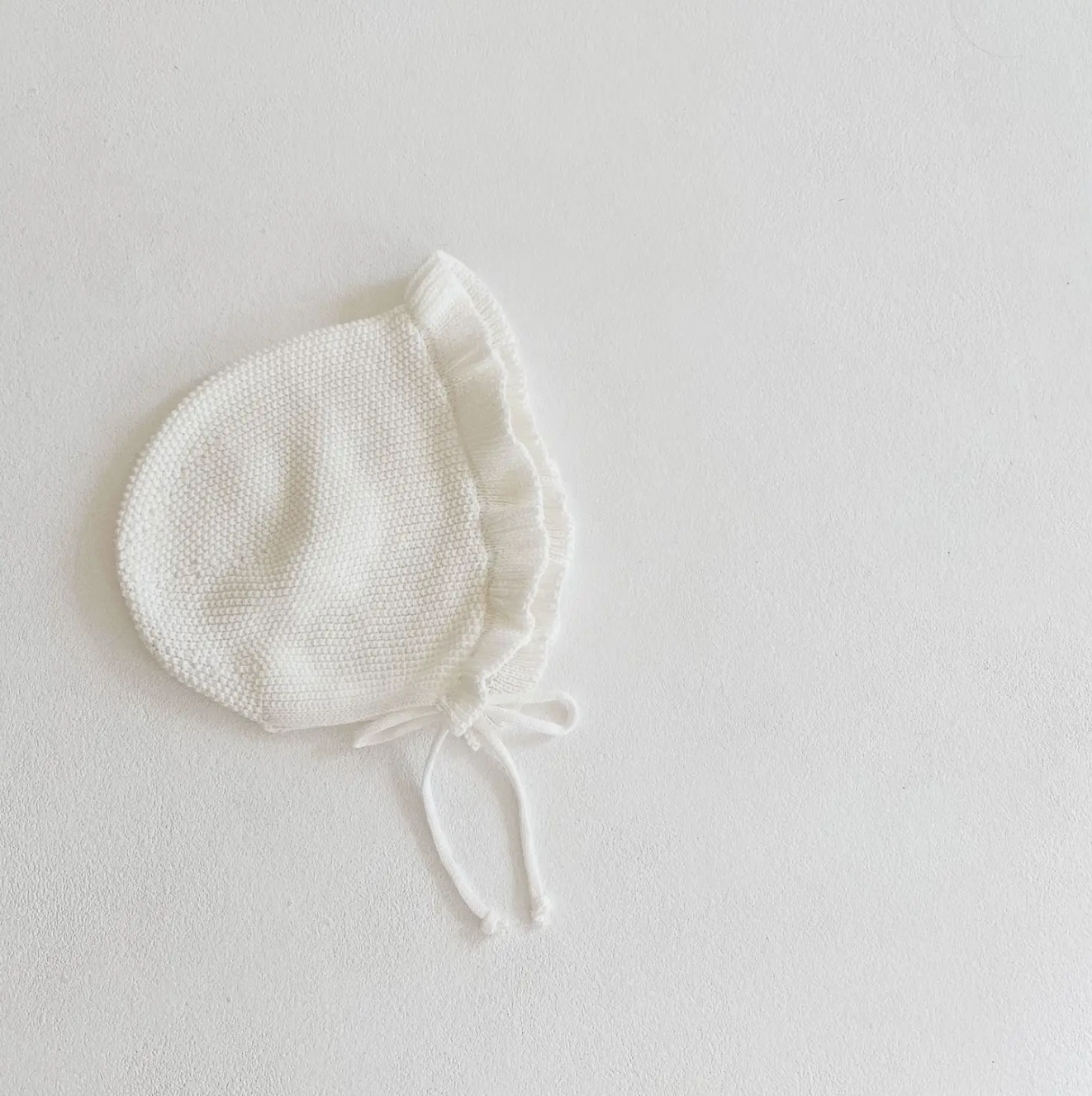Handmade Knit Baby Hat | White