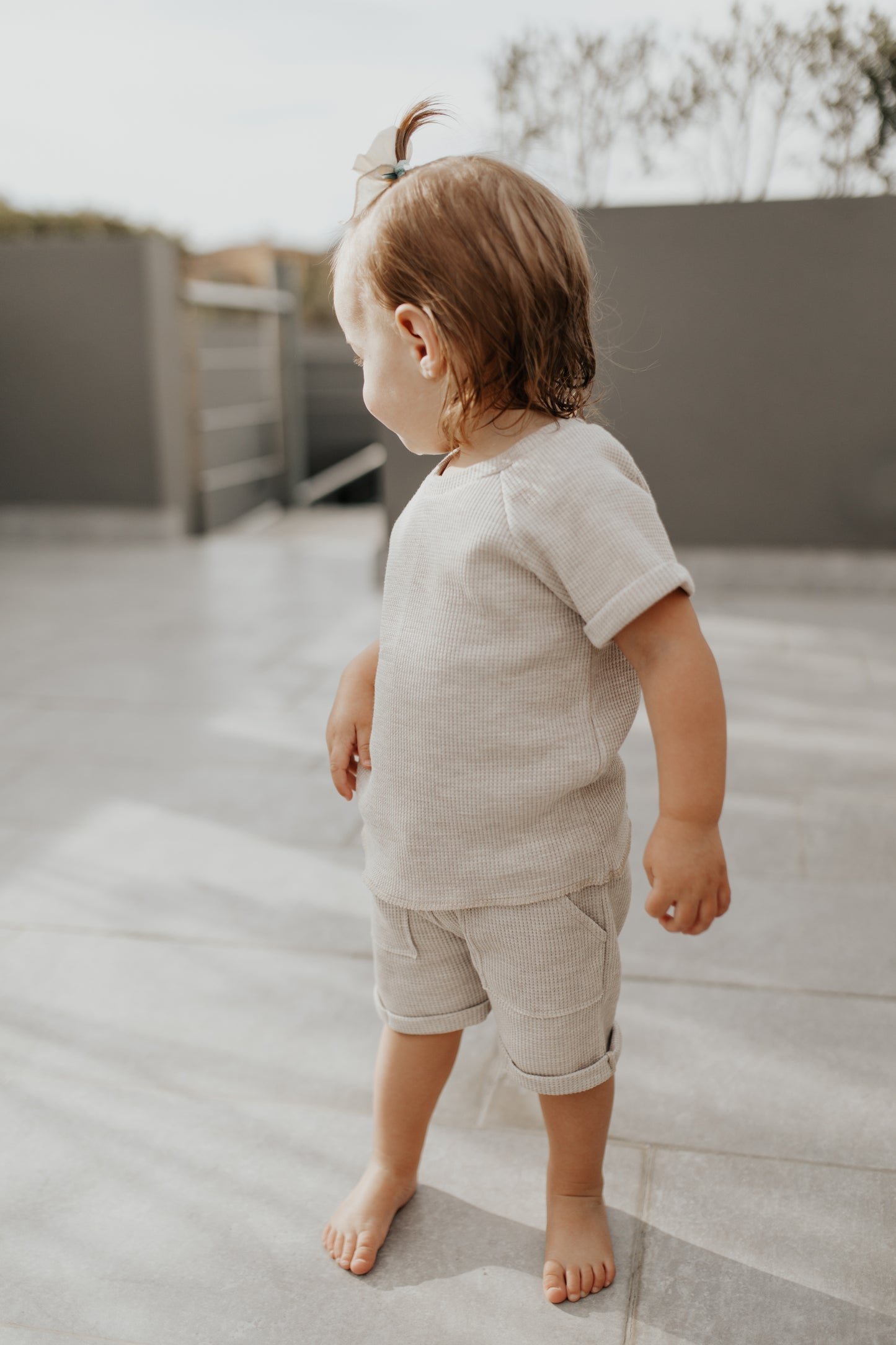 Waffle T-Shirt & Shorts Set | Oat