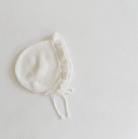 Handmade Knit Baby Hat | White