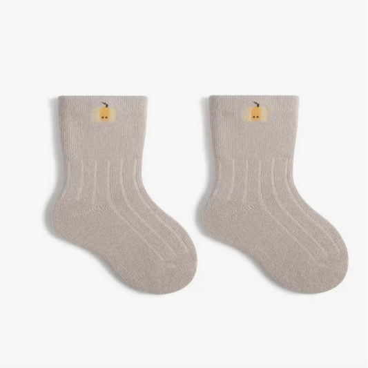 Fruit Plain Baby Socks | Greige