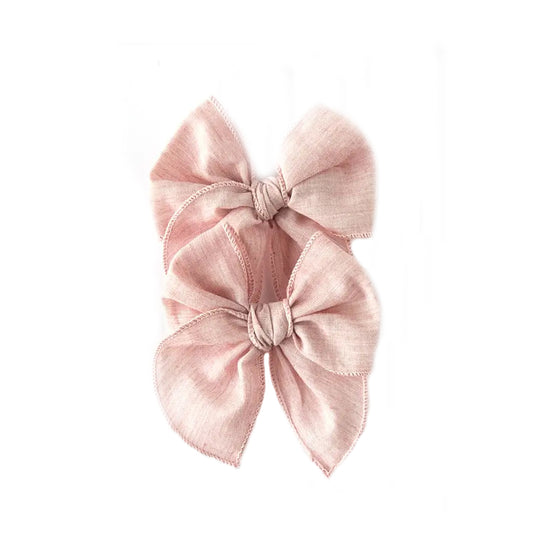 Handtied Pigtail Bows | Soft Pink